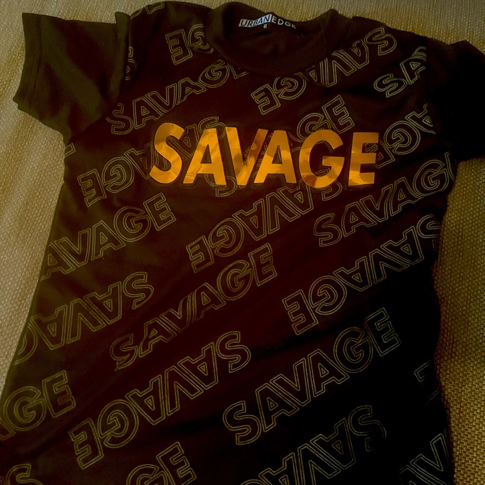 Boys size 6 black Savage T-Shirt